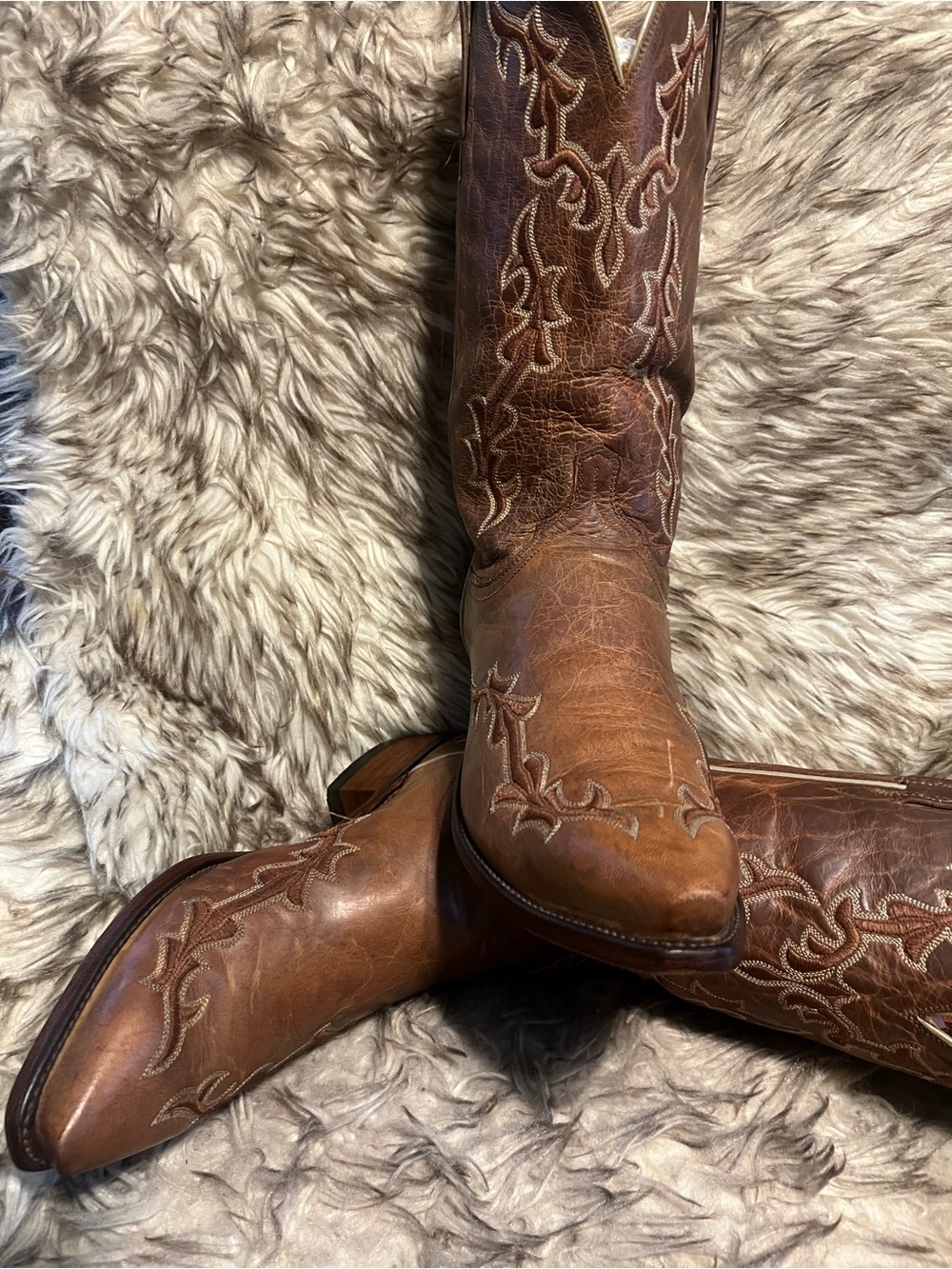 Lucchese Brown Leather Western Boots Sz 10.5 EE - Picture 11 of 16
